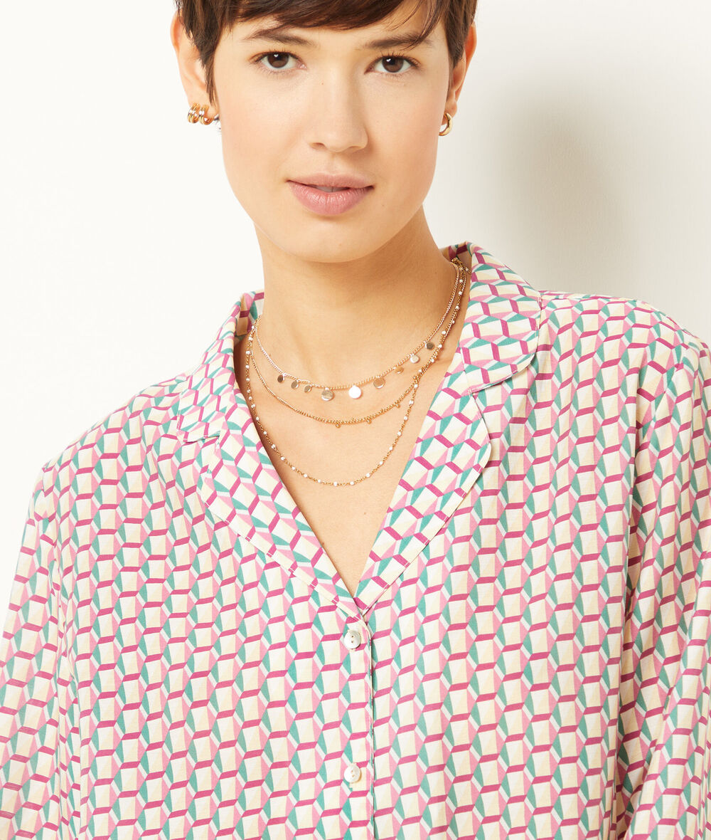 Printed satin sleep shirt ELISEXETAM IMP FD ECRU ETAM