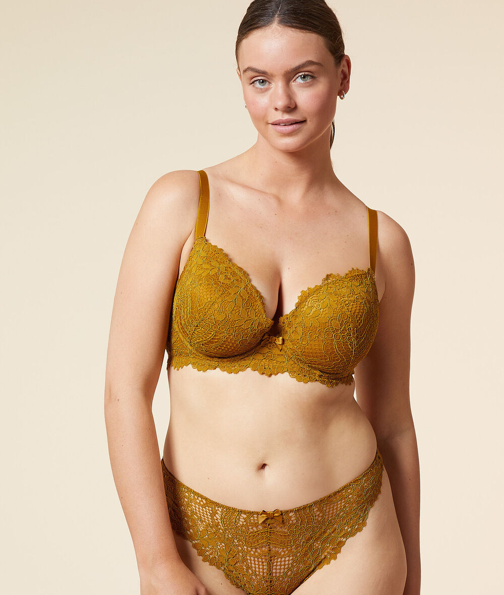 Bra No. 5 - Lightly Lined Plunge Bra - SUCCESS - MARRON - ETAM