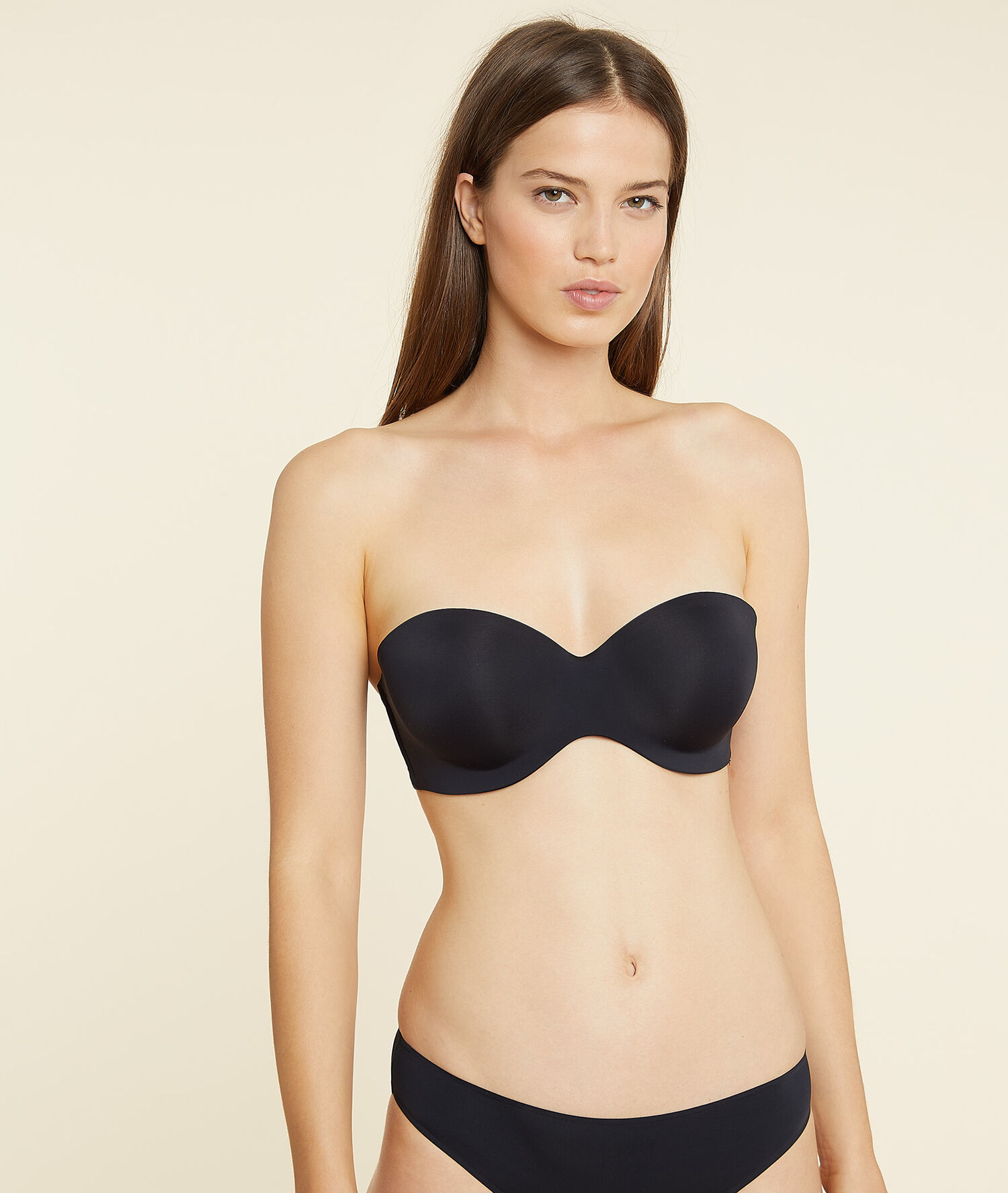Micro bandeau bra, removable straps, D cup PURE FIT NOIR ETAM
