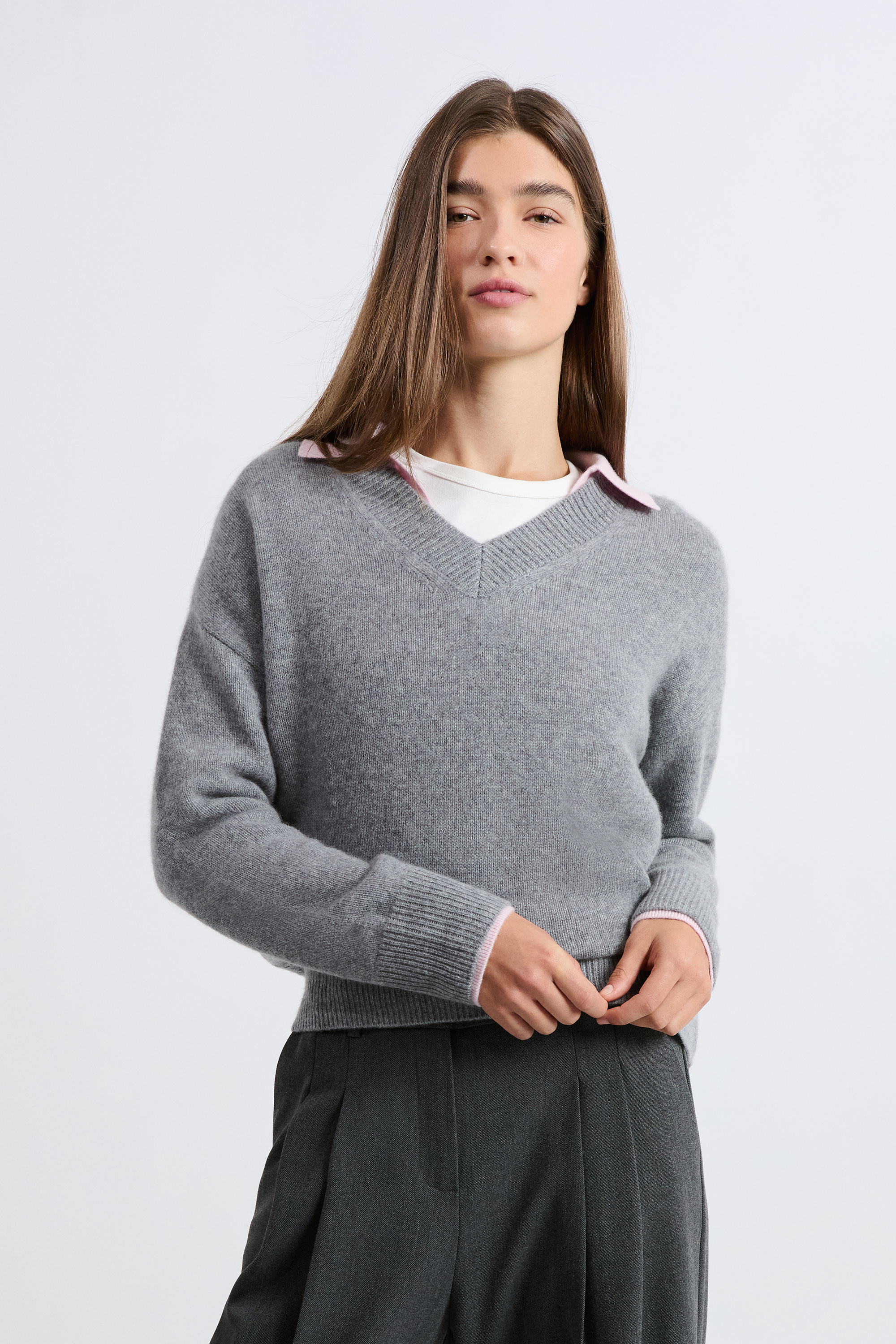 V-neck Cashmere Sweater - LOUISE BIGV - GRIS - ETAM