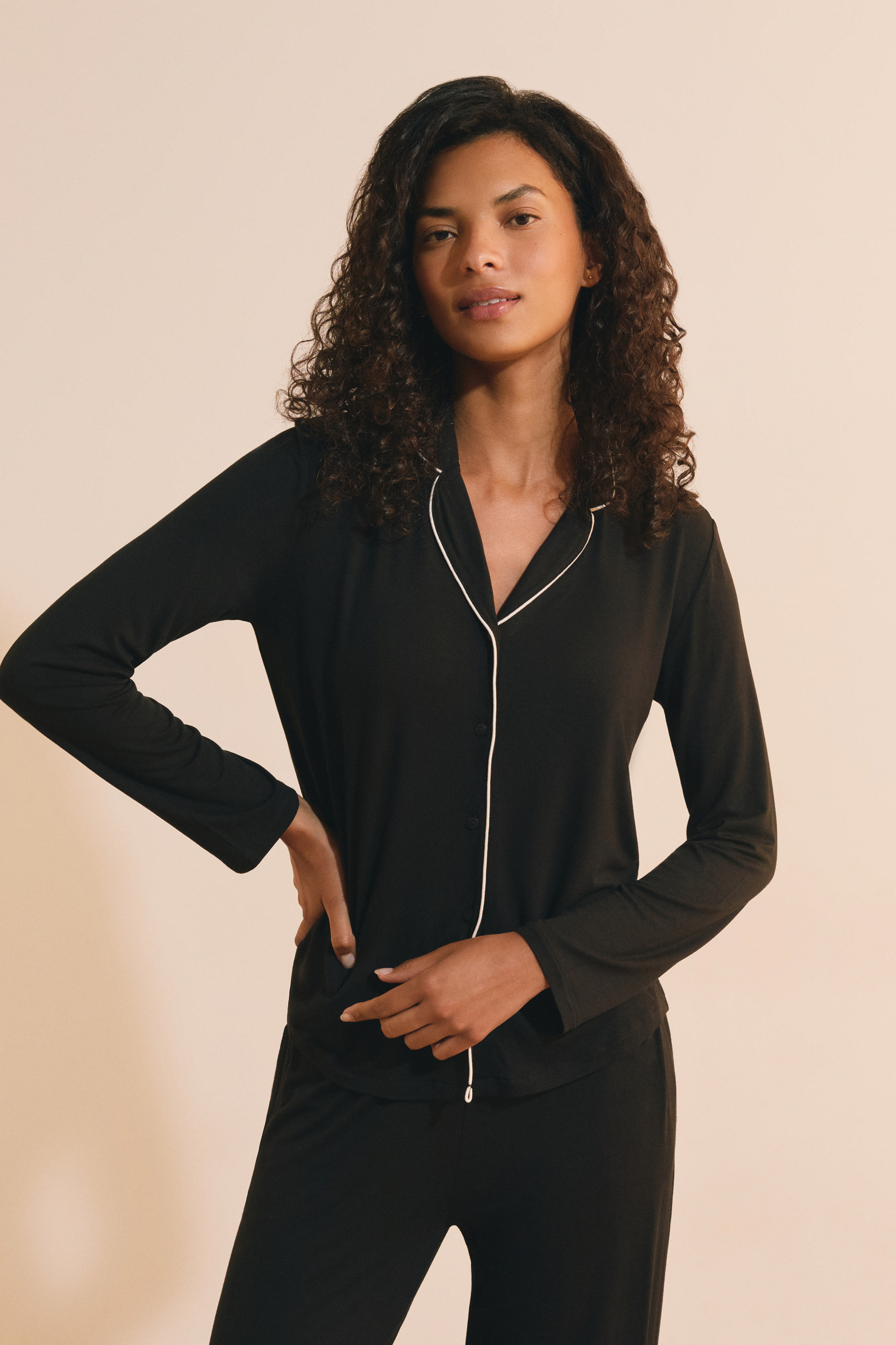2-Piece Long-Sleeve Pajama Set - LUDVIKA - NOIR - ETAM