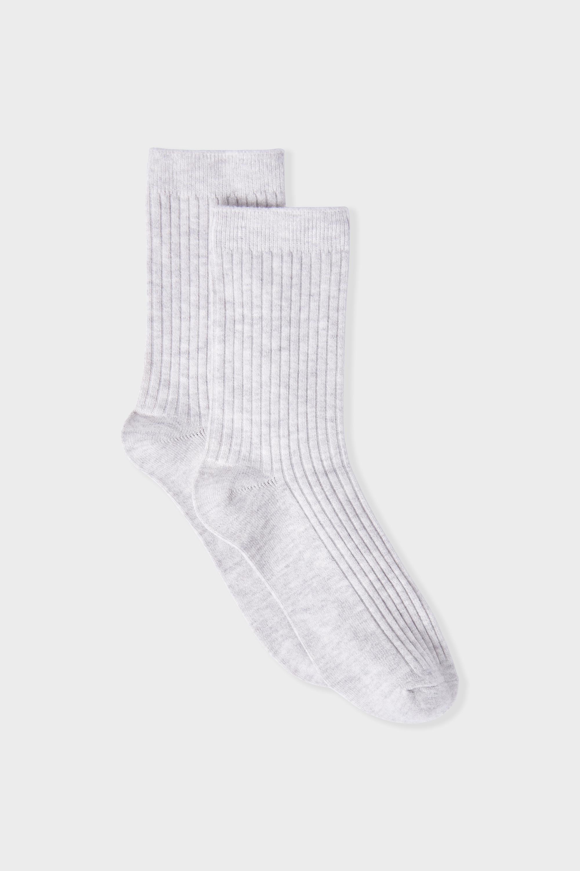 Ribbed Effect Socks - LUNA RIB - GRIS - ETAM