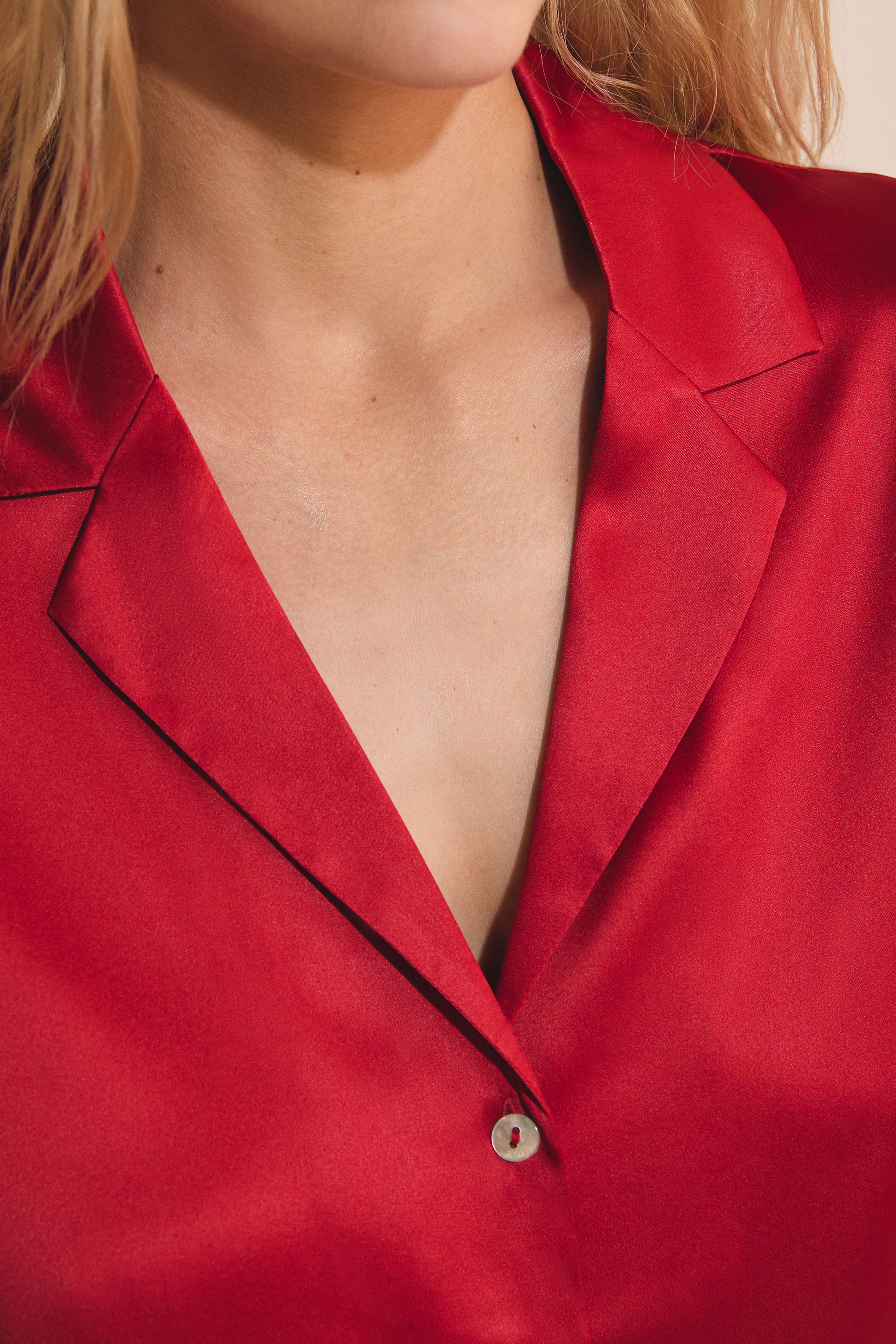 Silk Pajama Shirt - PEARLY - CARDINAL - ETAM