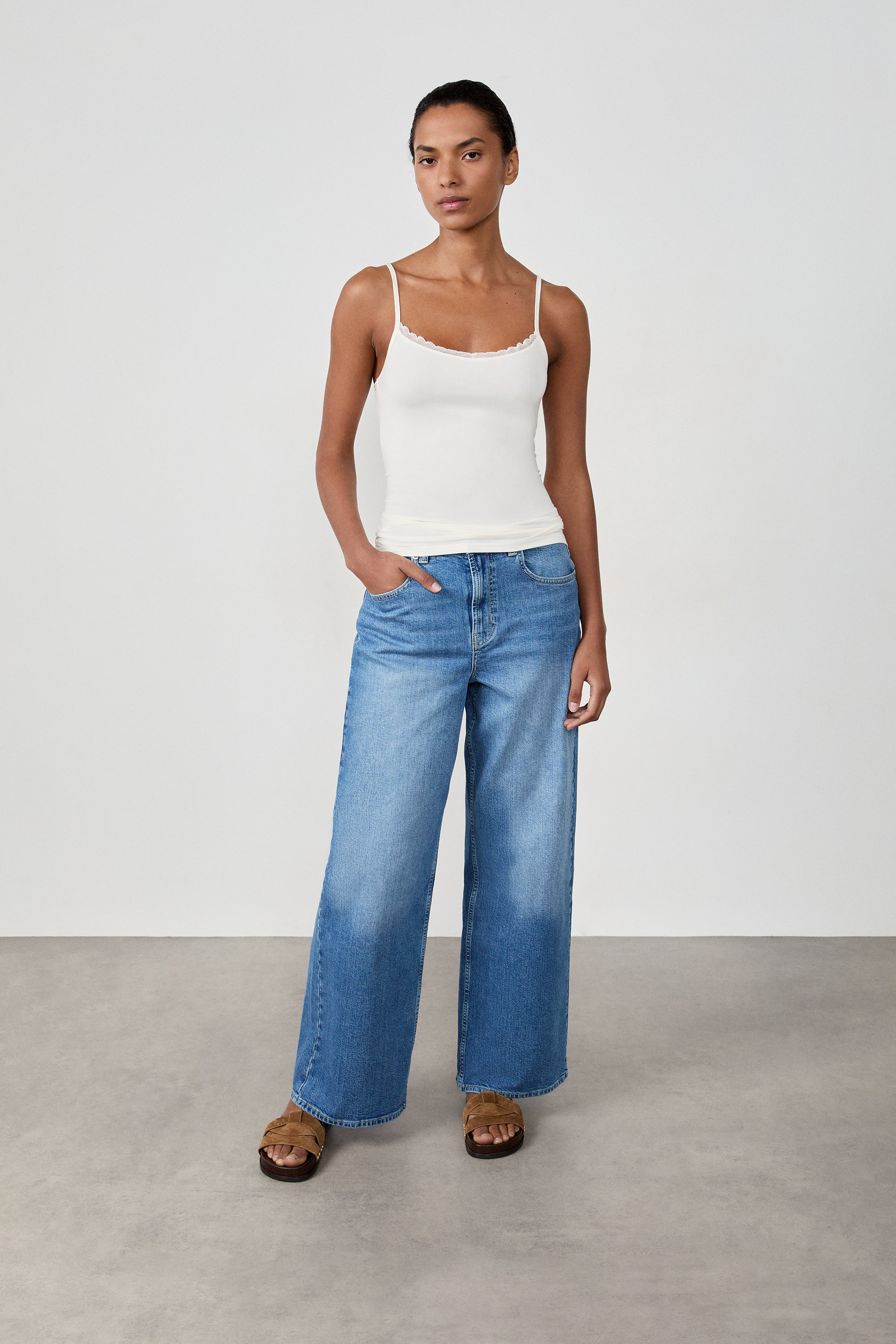 トップス mediam Knit Bare Camisole Mediam Knit Bare Camisole・Sax Mix - tity