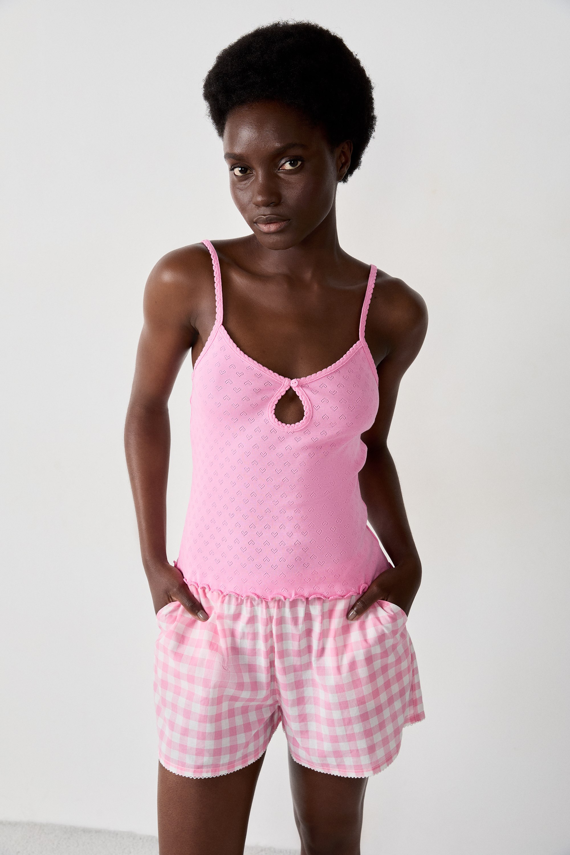 Cotton Tank Top Pointelle - CHERRY - ROSE BONBON - ETAM