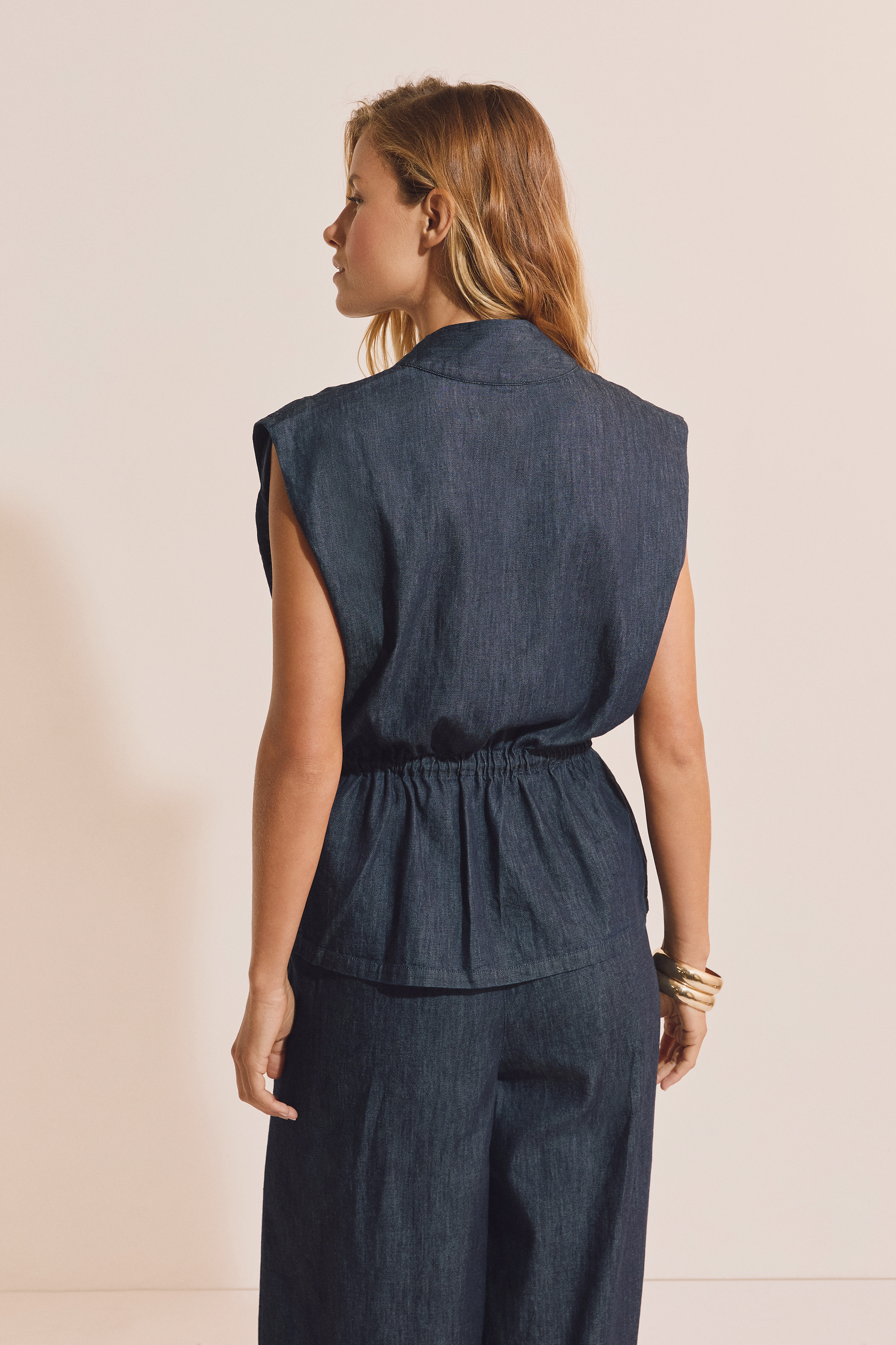 Sleeveless Fitted Denim Jacket - PEETA - JEAN DENIM - ETAM