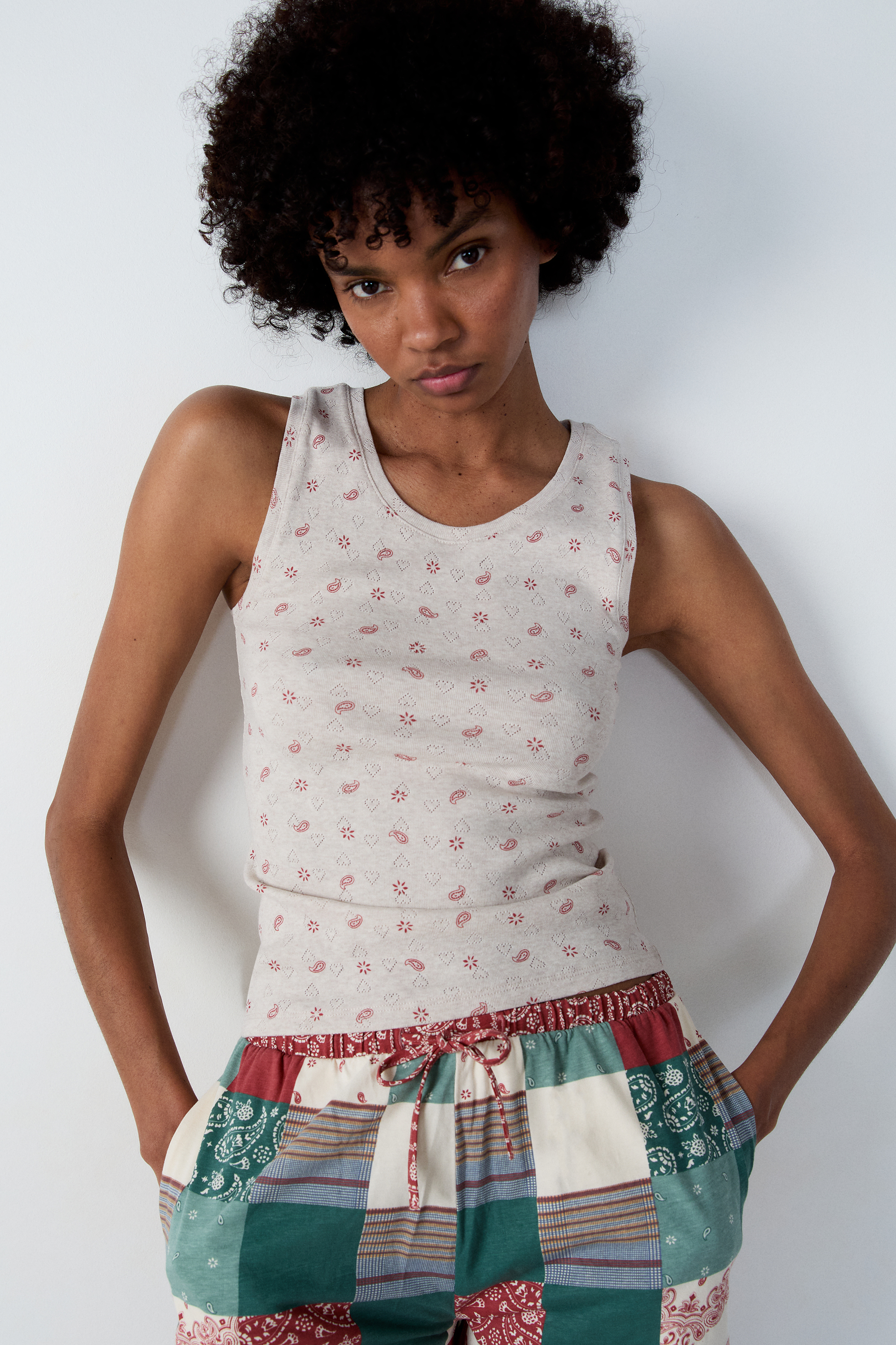 トップス Stretched Triacetate Basket Pattern Top GINGHAM STRETCH TOP - Blue / White | ZARA United States