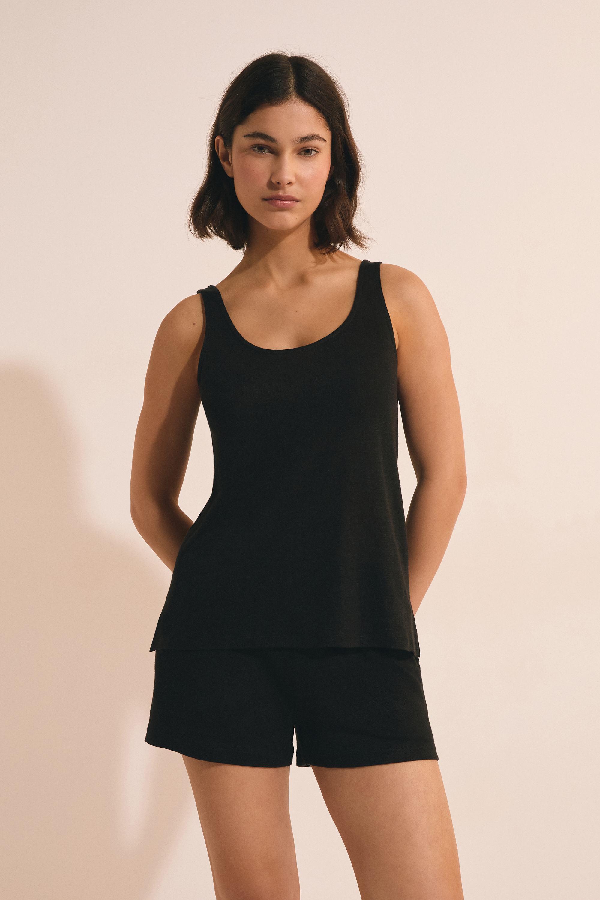 100% Linen Tank Top - JOSIE - NOIR - ETAM