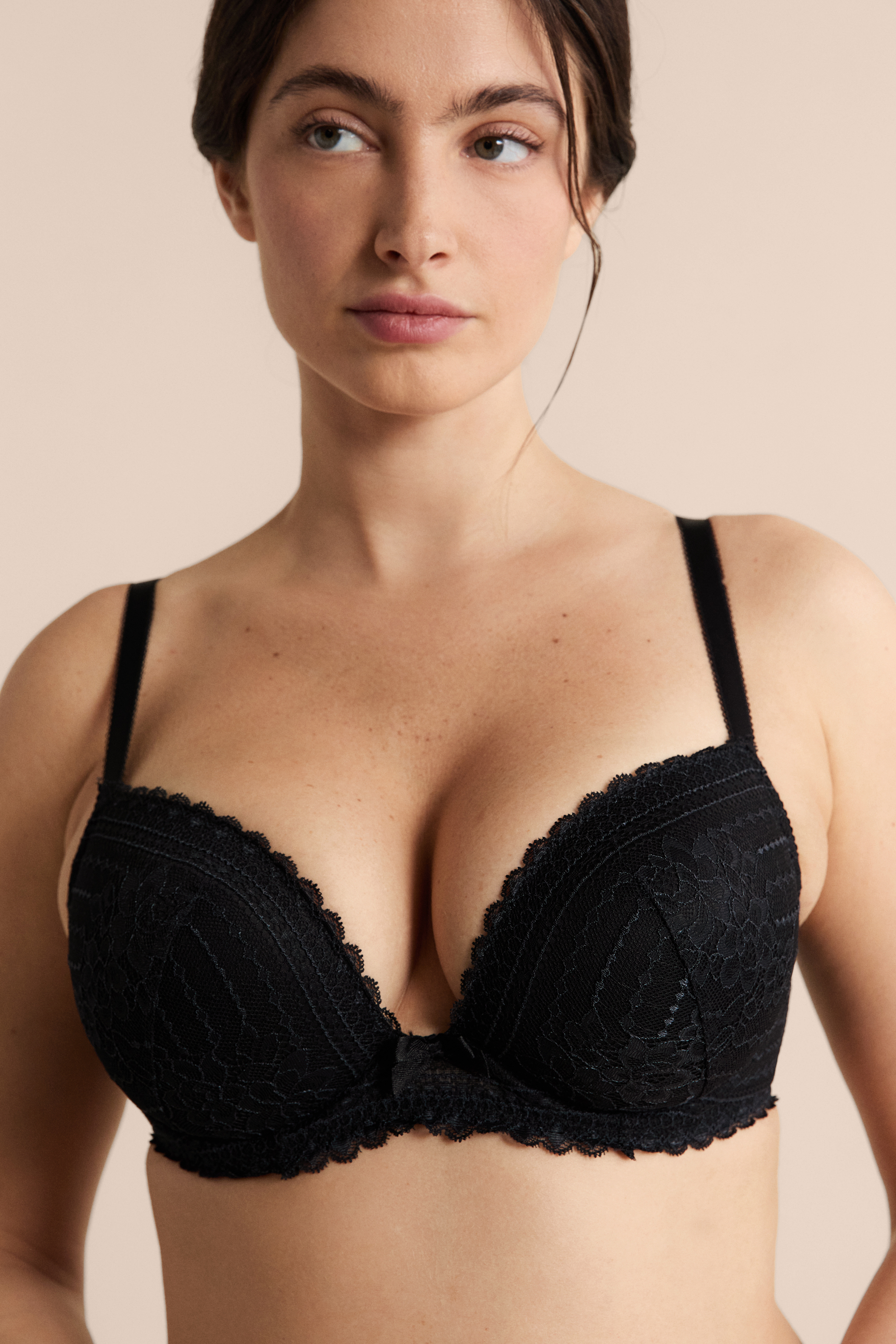 Bra No. 5 - The Lightly Lined Plunge Bra - PANAMA - NOIR - ETAM