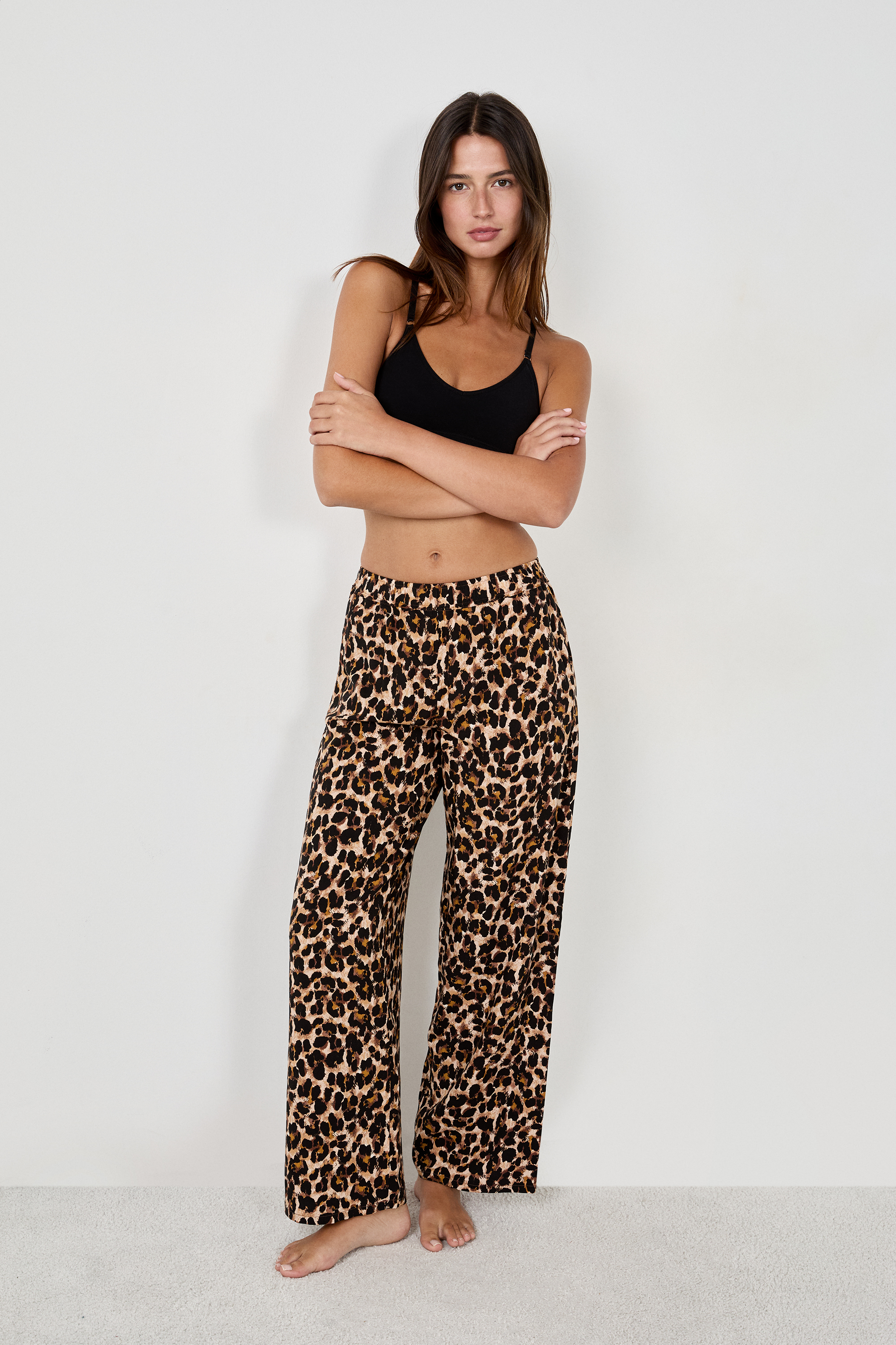 Leopard Print Pajama Pants - TALIA - IMP FD MARRON - ETAM