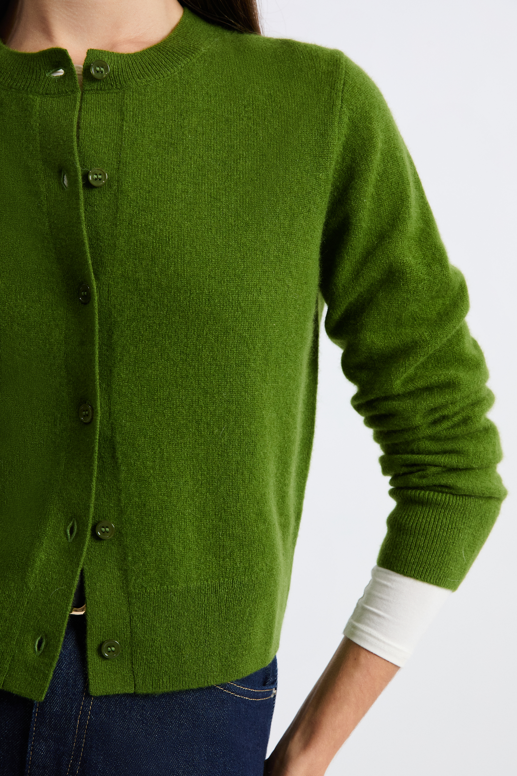 Cashmere Cardigan Sweater With Buttons - LOUISE MINICAR - ANIS