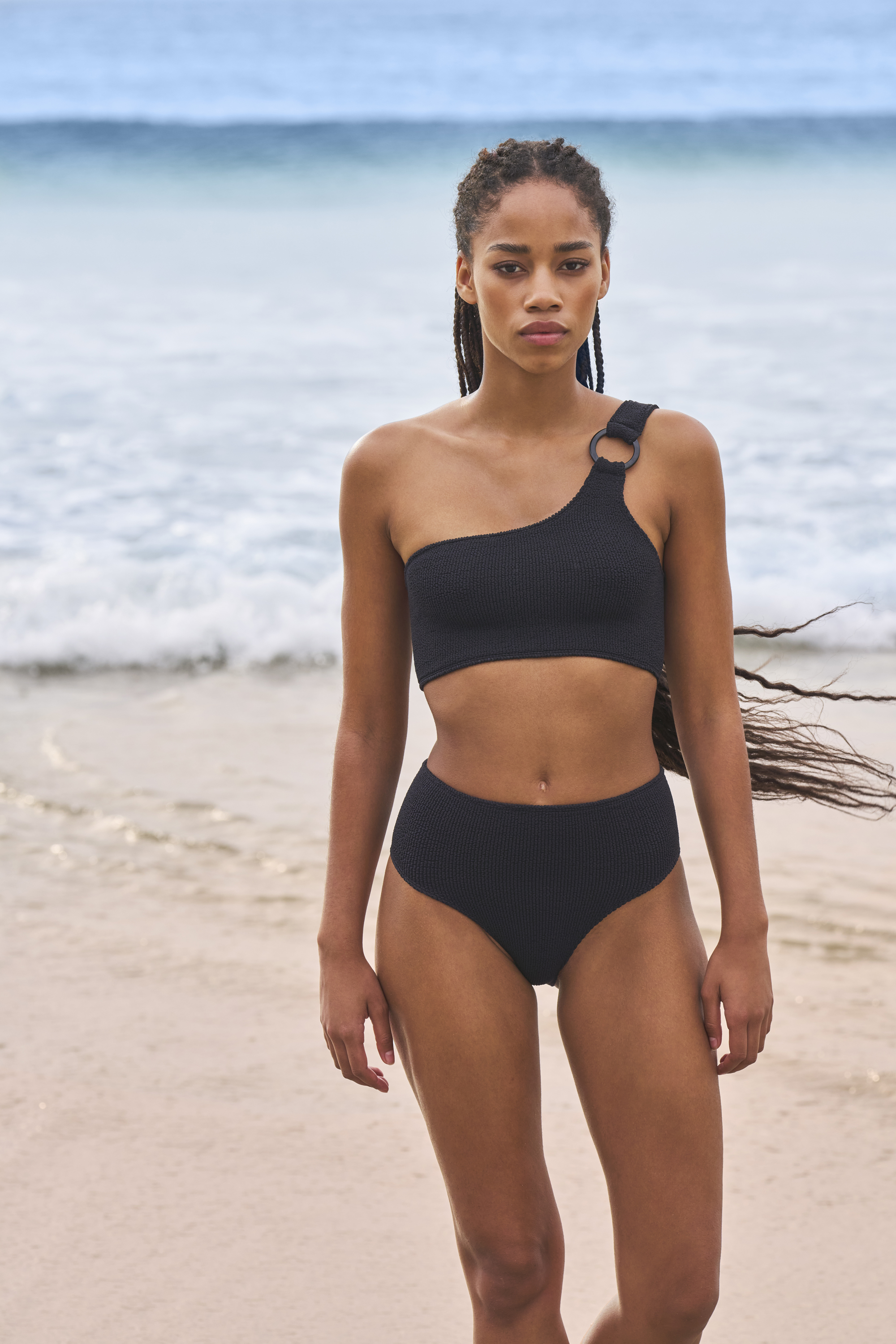 【値下】 Ami Black stretch nylon swimsuit AMI Paris Black stretch nylon swimsuit | wananluxury