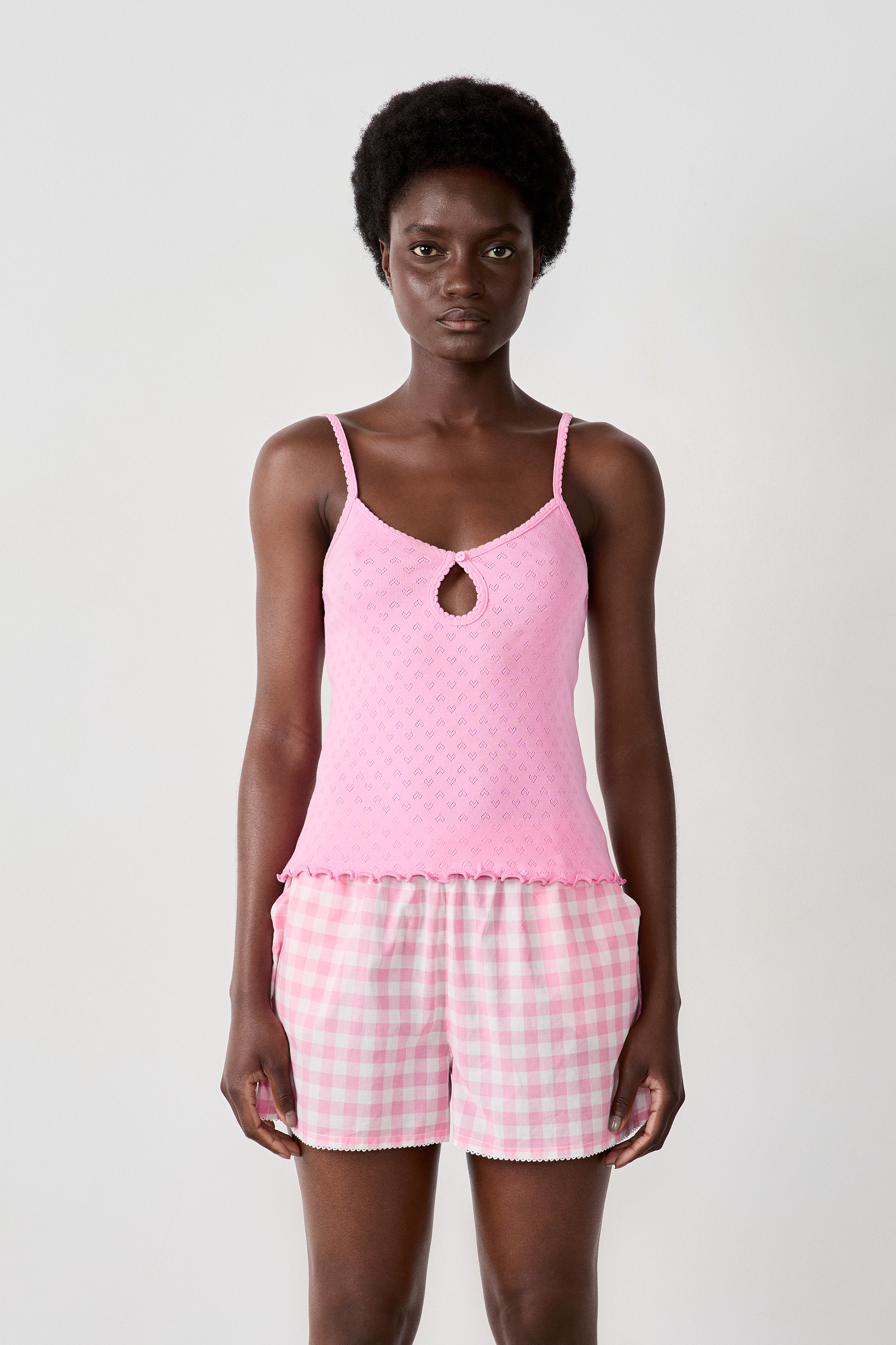 Cotton Tank Top Pointelle - CHERRY - ROSE BONBON - ETAM