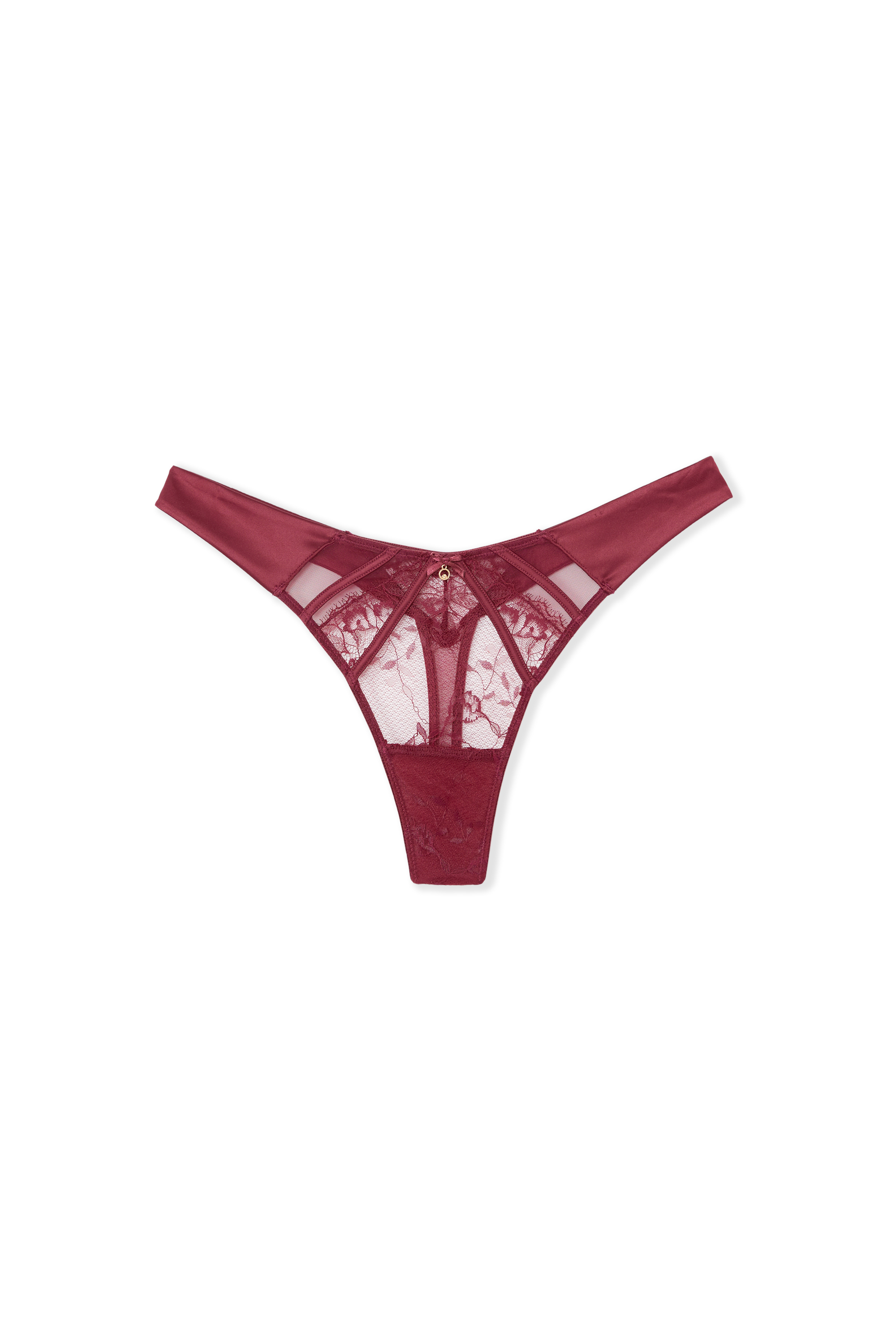 Lace and Satin Thong - MASCARADE - BORDEAUX GRENAT - ETAM