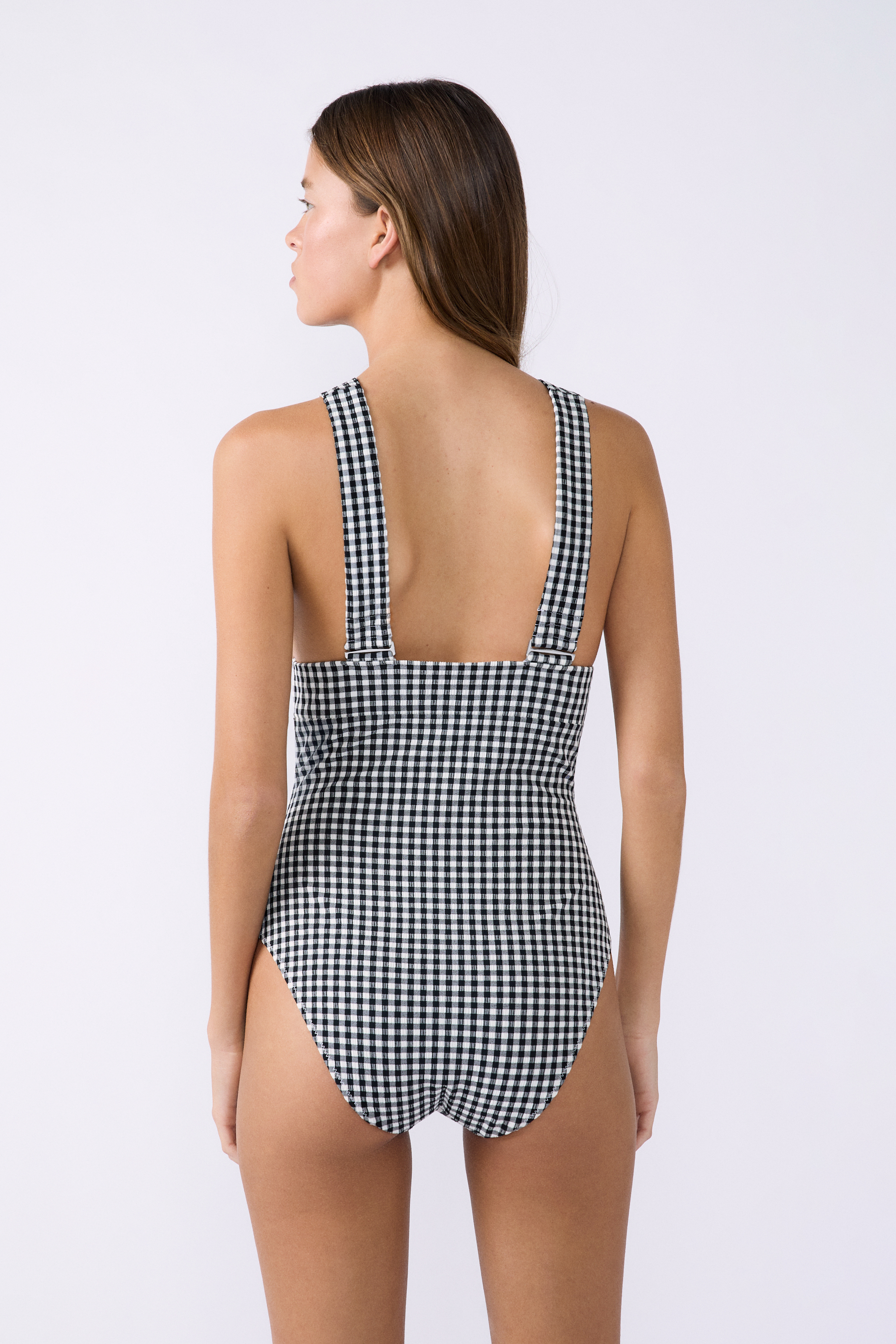 One-Piece Swimsuit with Gingham Pattern - PREMIERE - IMP FD BLANC