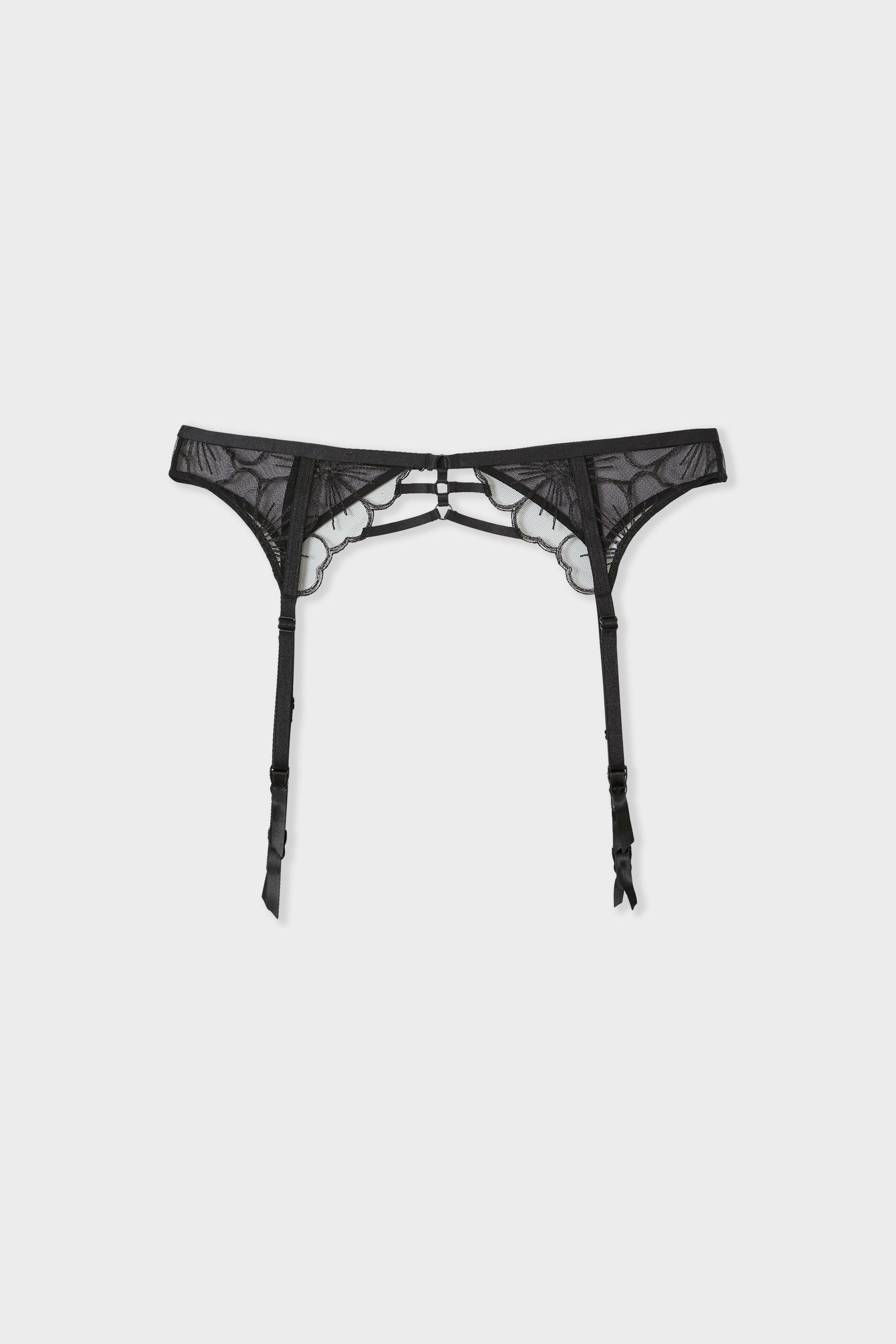 Embroidered Garter Belt - DALHIA - NOIR - ETAM