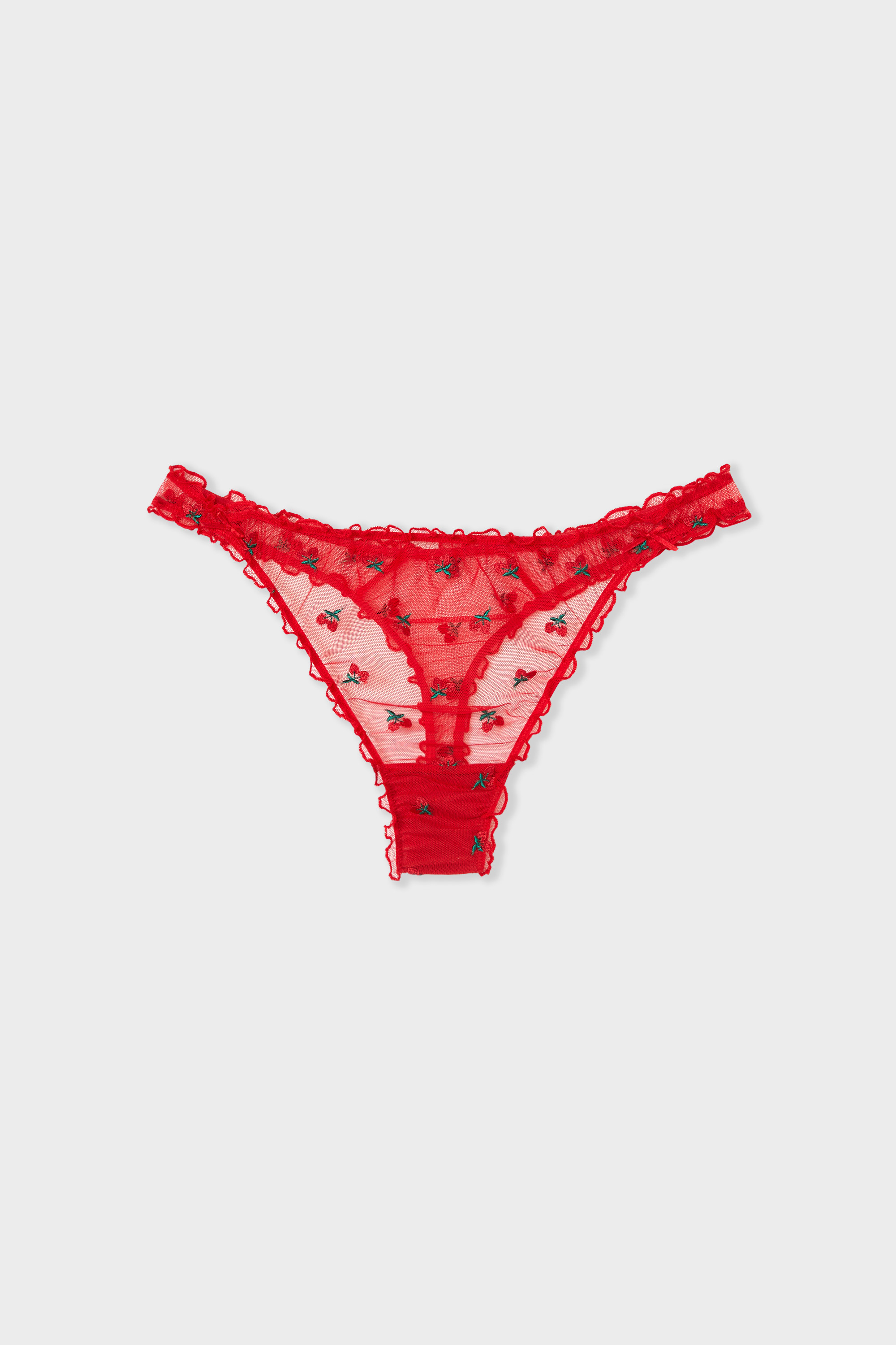Thong with Strawberry Embroidery - FRUITY - GRENADINE - ETAM display picture 1