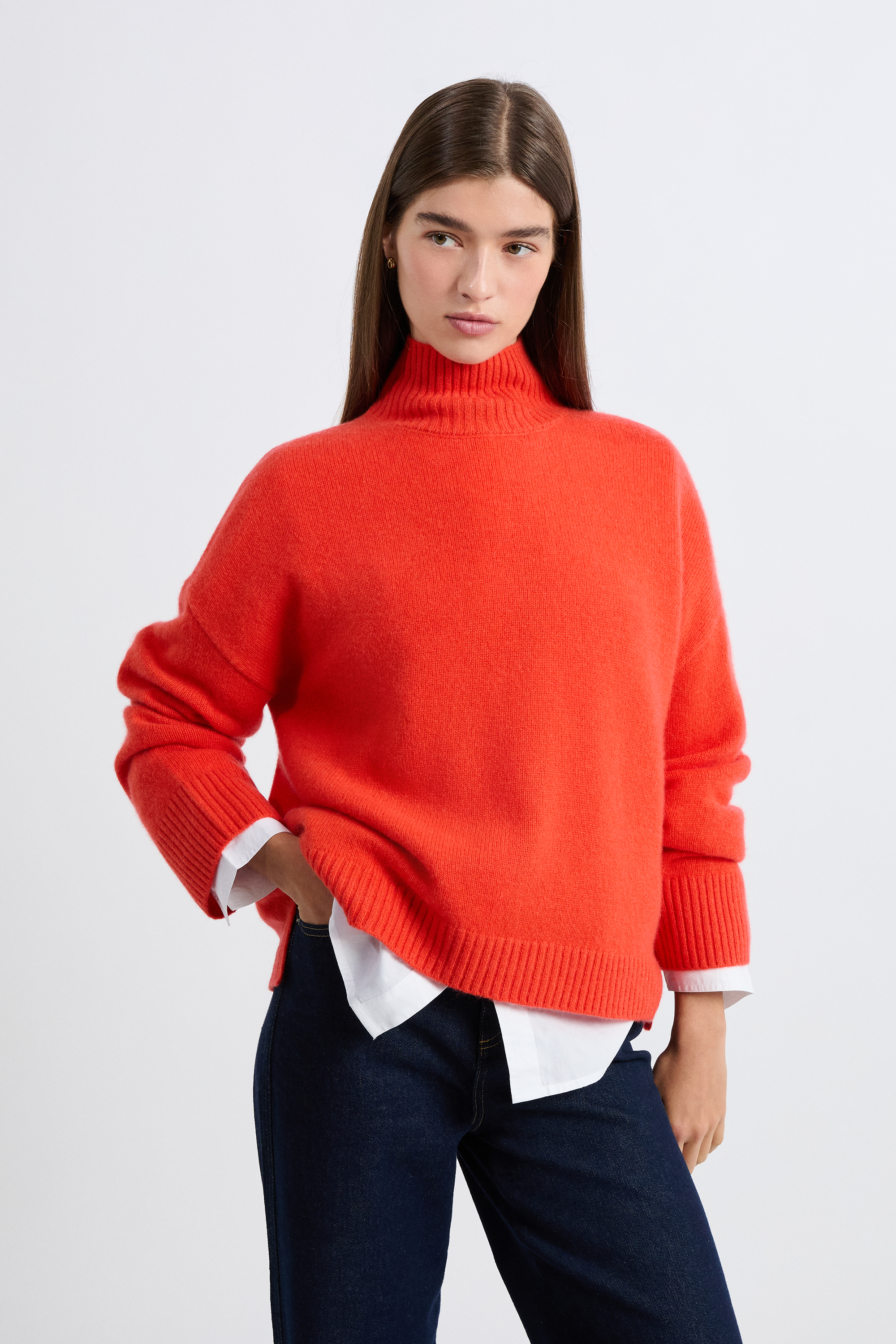 High-Neck Cashmere Sweater - LOUISE ROULE - ORANGE - ETAM