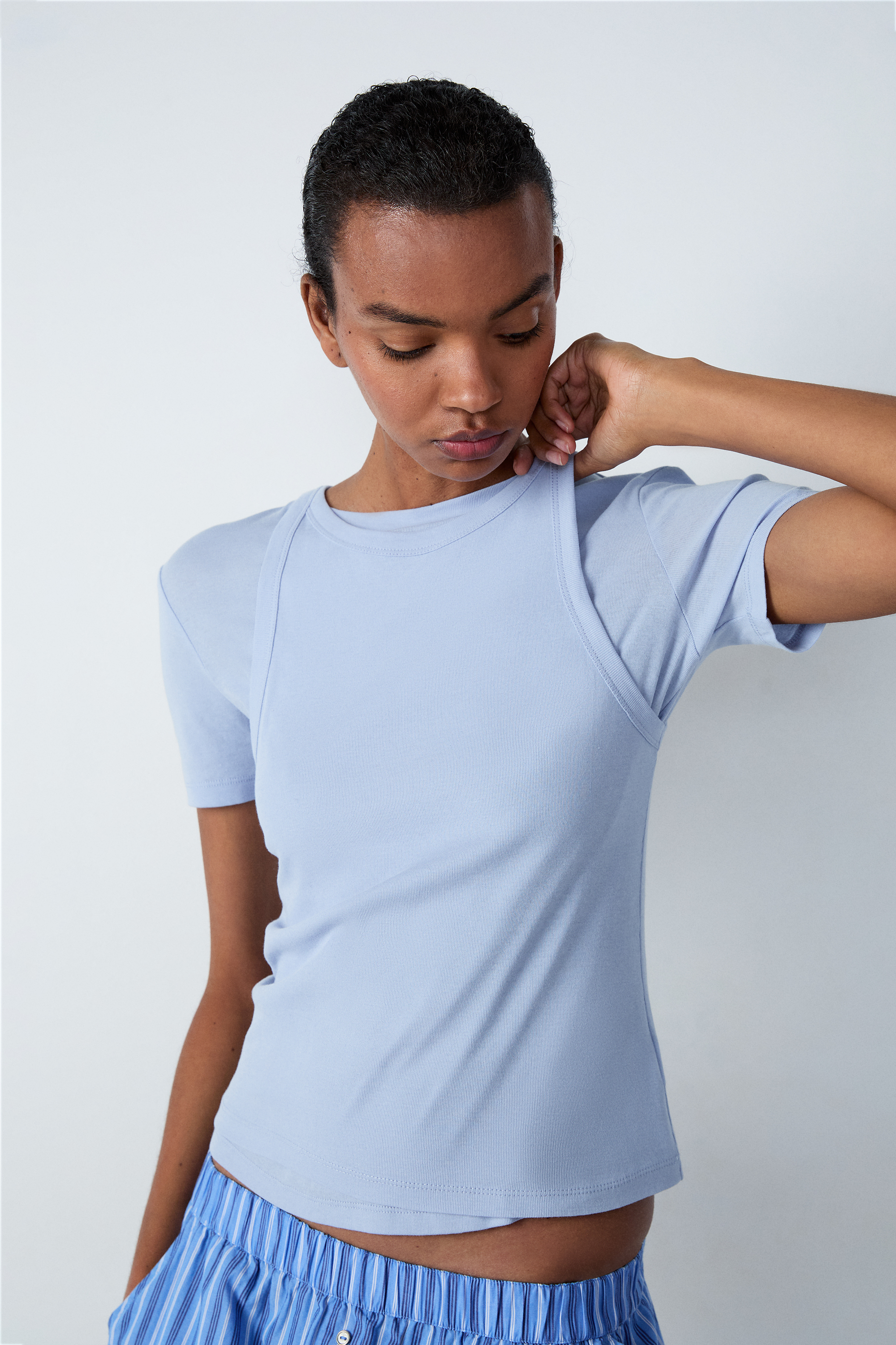 Biais jersey coton élasthanne 20mm bleu ciel
