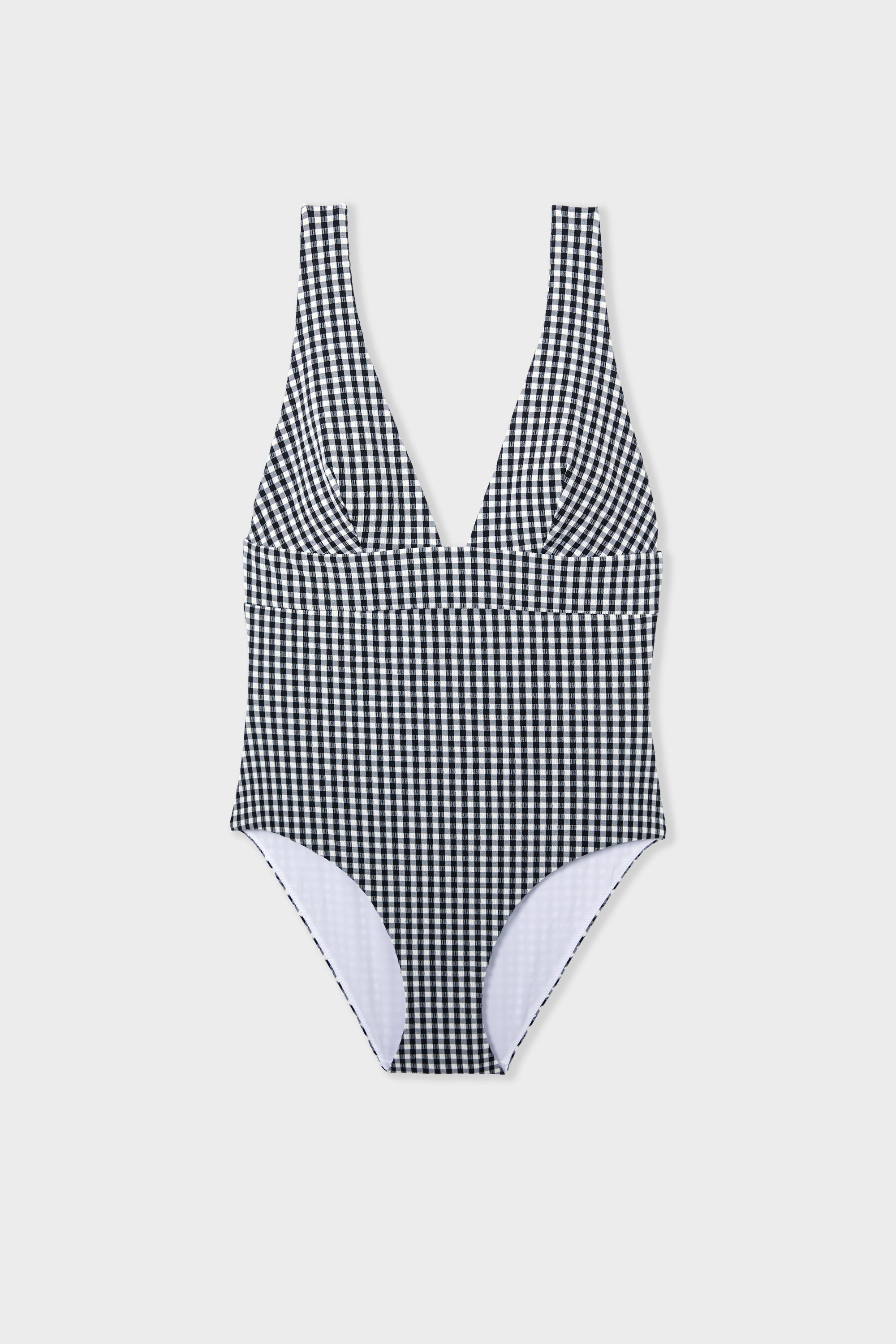 One-Piece Swimsuit with Gingham Pattern - PREMIERE - IMP FD BLANC
