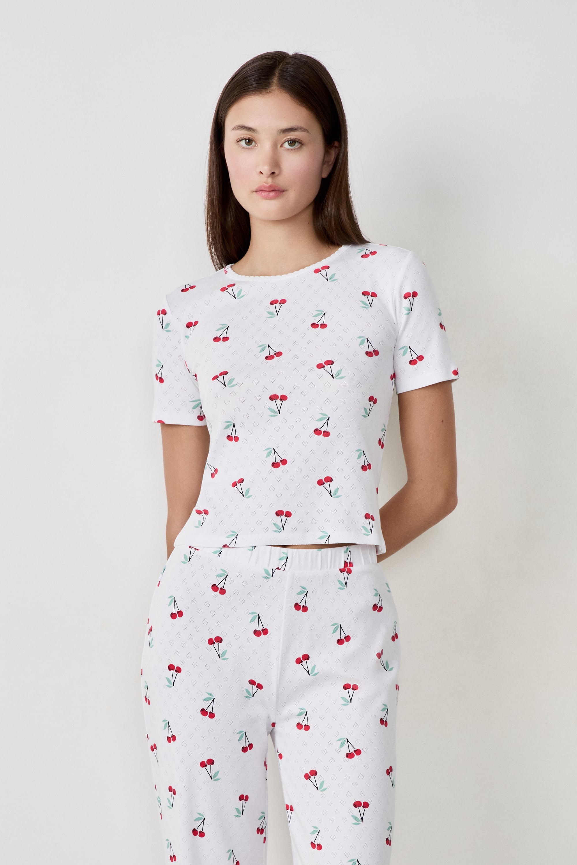 2-Piece Cotton Pajama Set - CHERRY - BLANC - ETAM