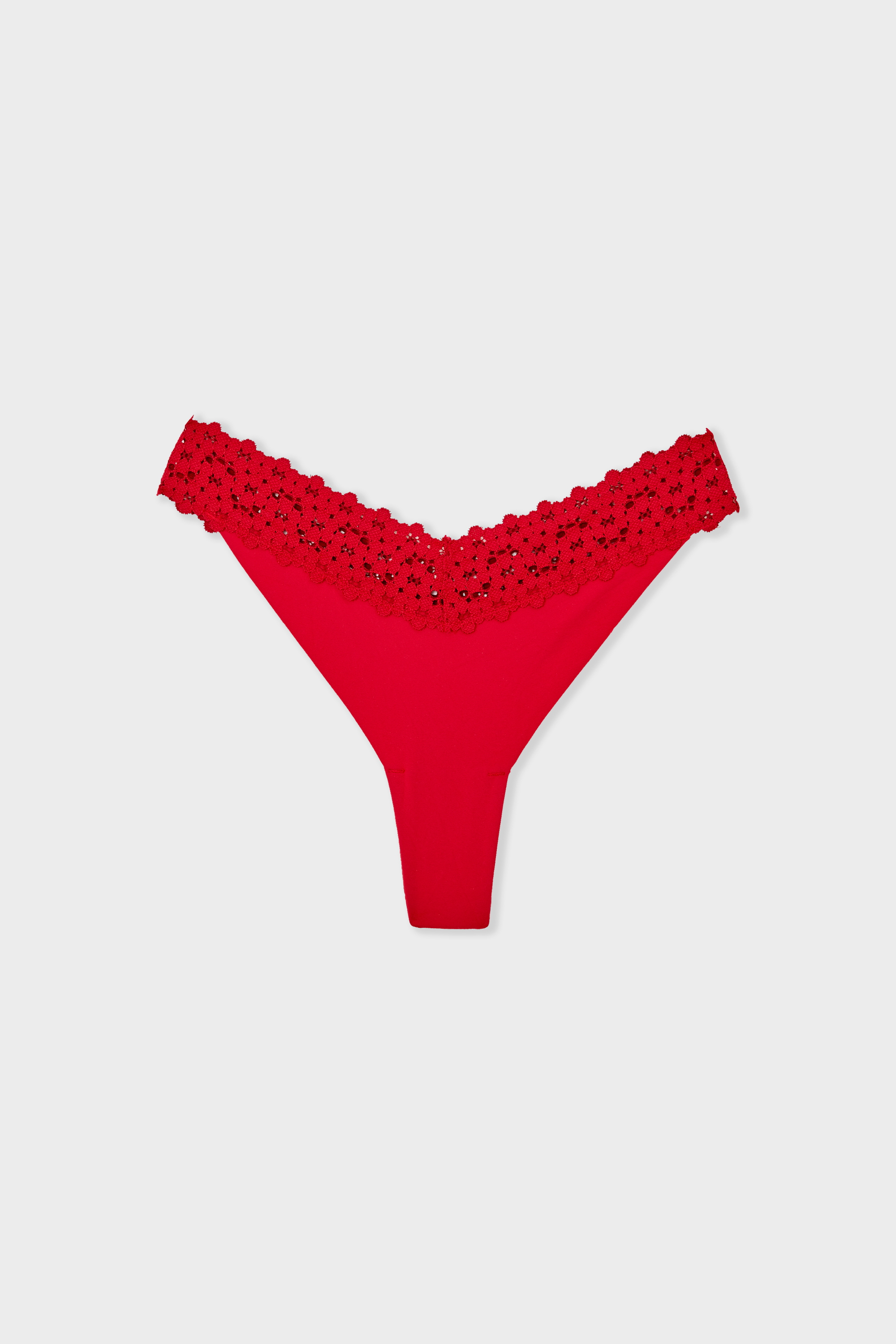 Microfiber And Lace Thong - WISH - ROUGE - ETAM