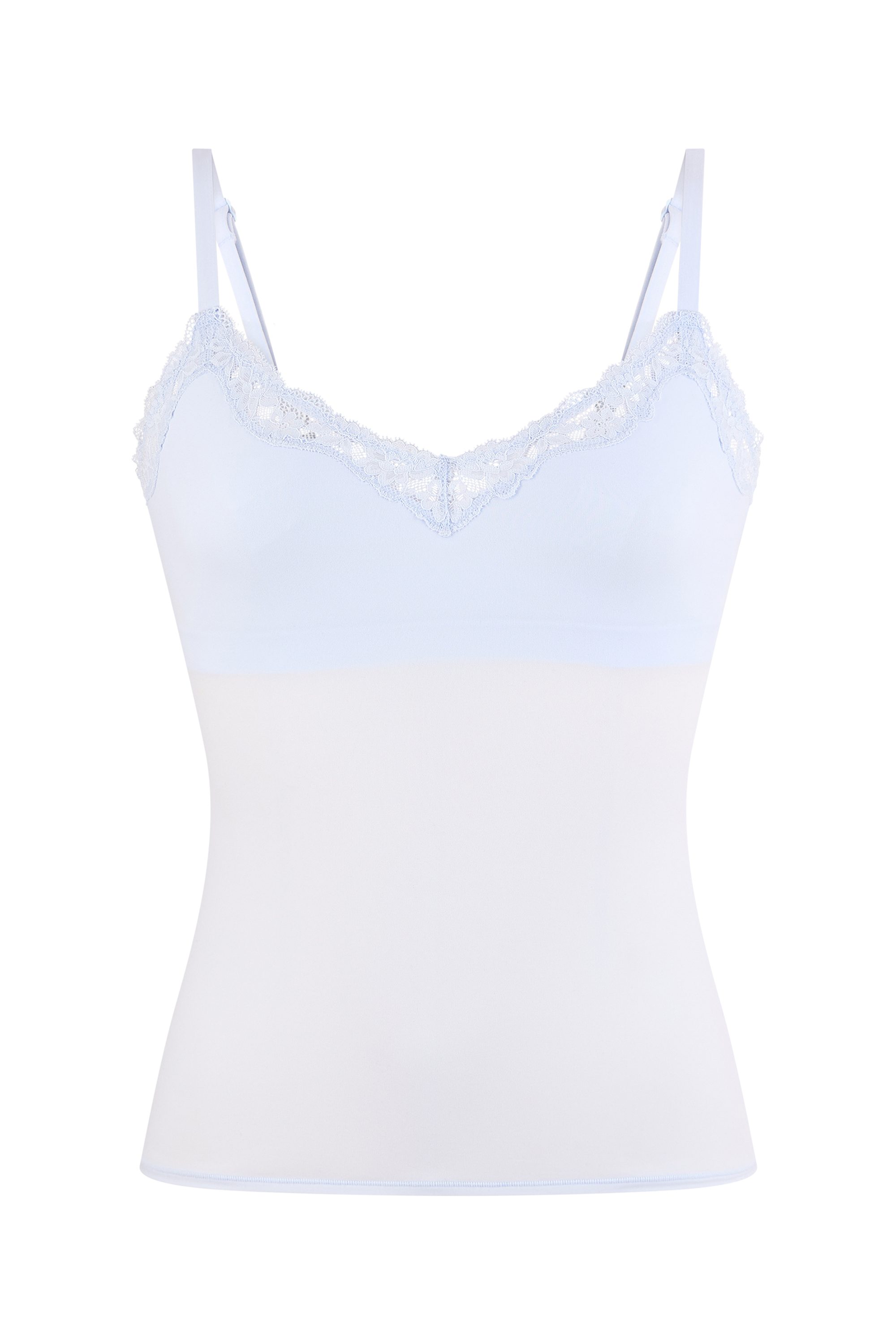 Camisole in Microfiber and Lace with Integrated Bralette - PURE