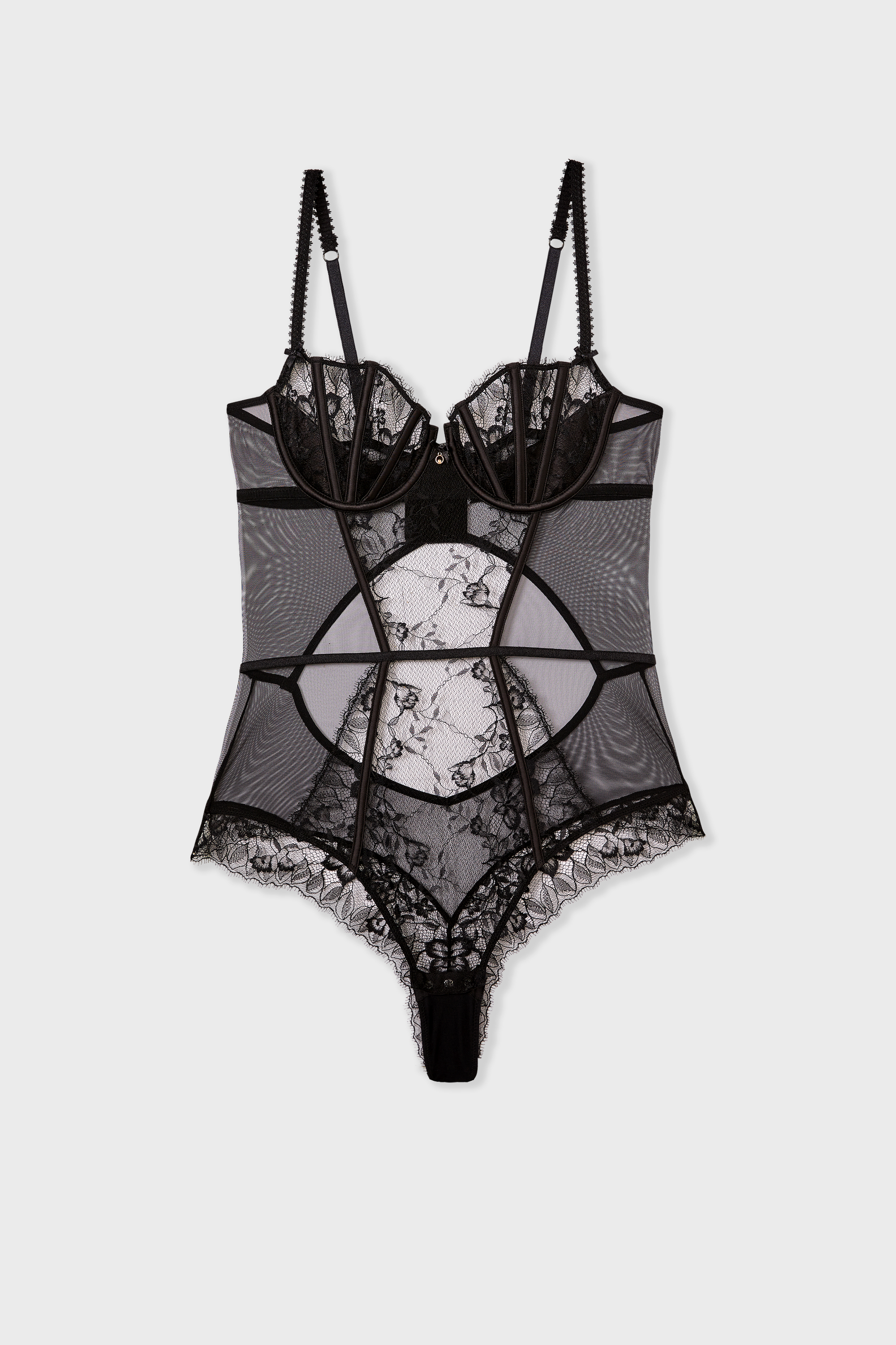 Tulle And Lace Bodysuit - MASCARADE - NOIR - ETAM