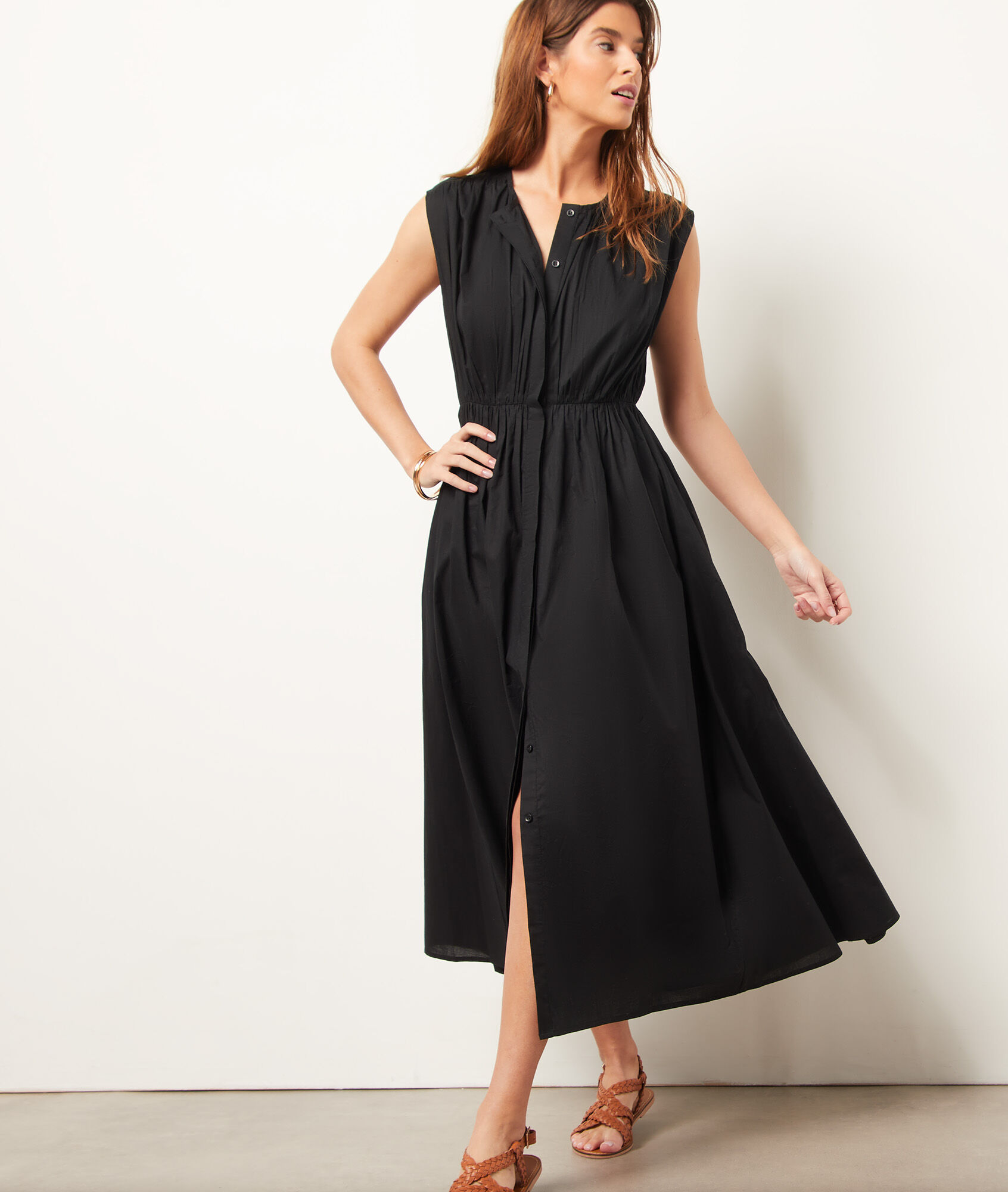 Pure Cotton Flowy Dress CAMILA NOIR ETAM