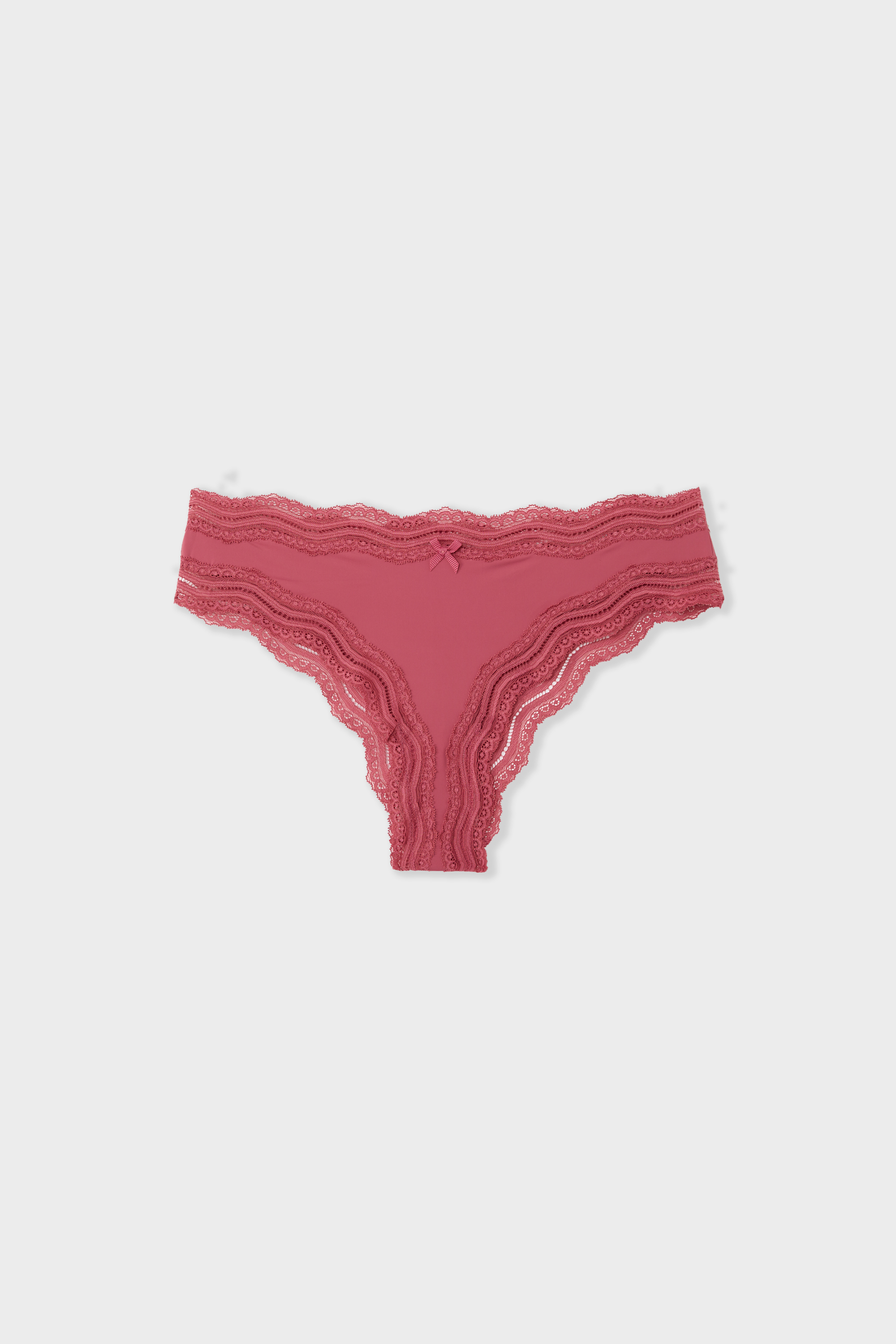 Lace-Trimmed Microfiber Tanga - SOUL - ROSE BONBON - ETAM